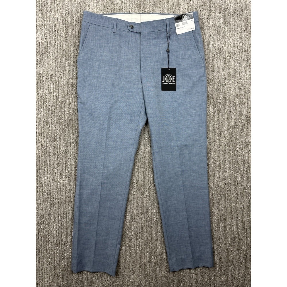 Joseph Abboud 36x30 Men's Blue Wool Blend Stretch Flat Front Dress Pants NWT